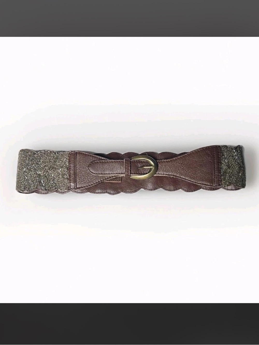 Anthropologie jasper & jeers Brown genuine leather belt with silver beaded woven